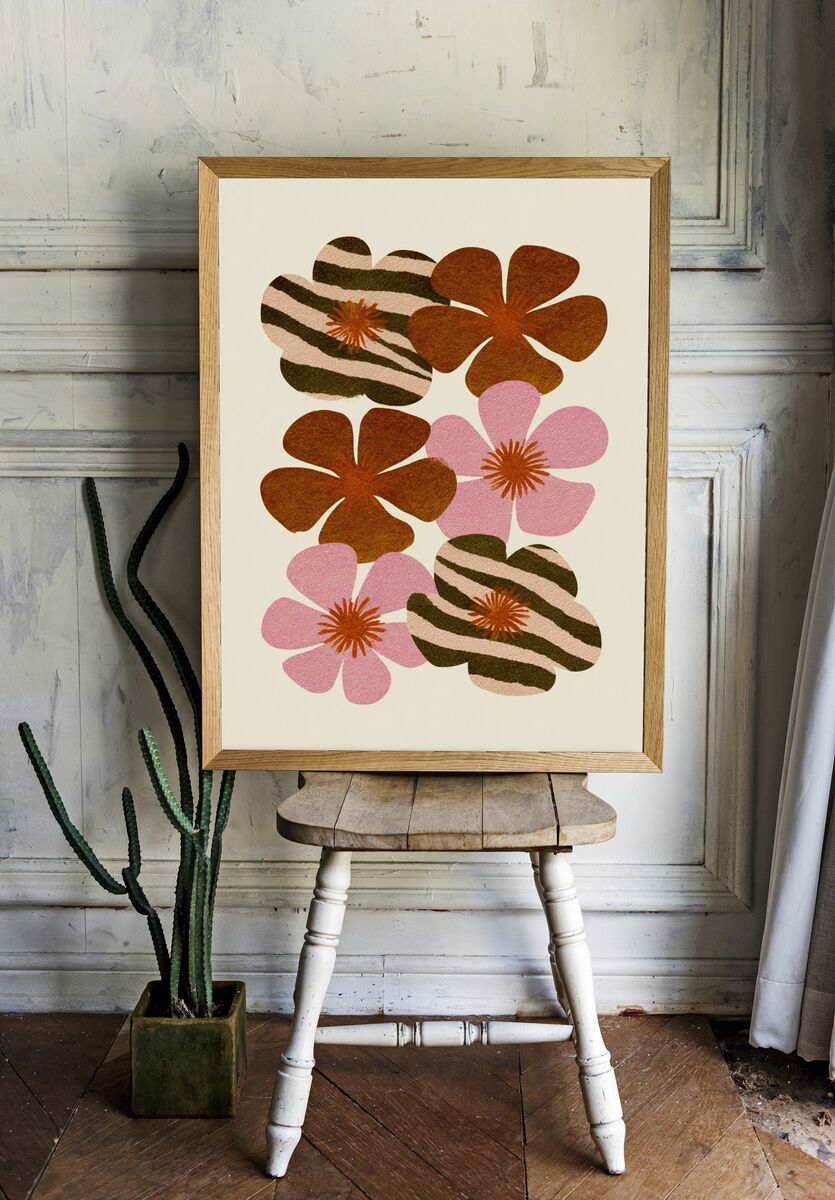 Abstract Floral Pattern Poster. — room view 1