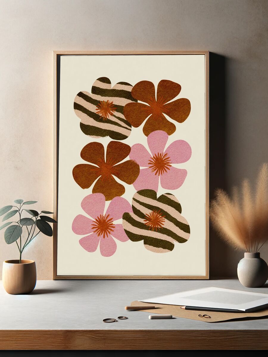 Abstract Floral Pattern Poster. — room view 2