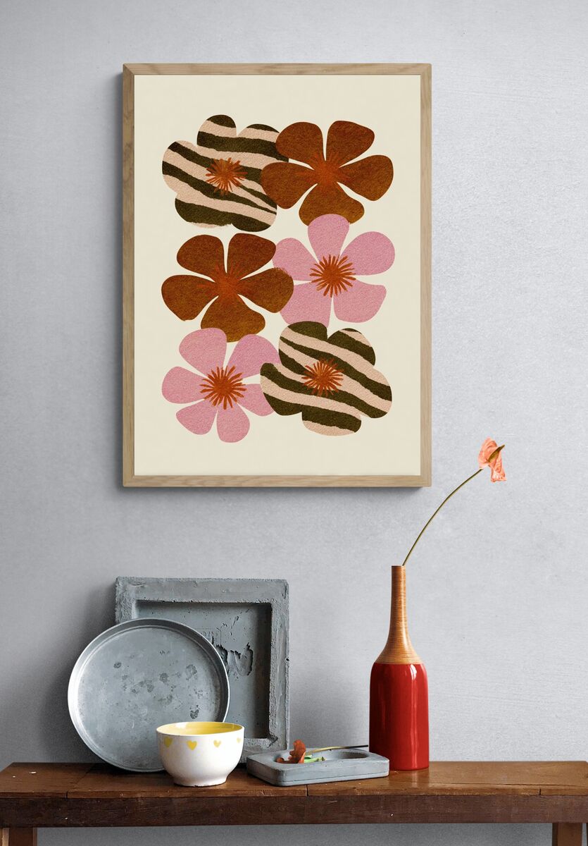 Abstract Floral Pattern Poster. — room view 3