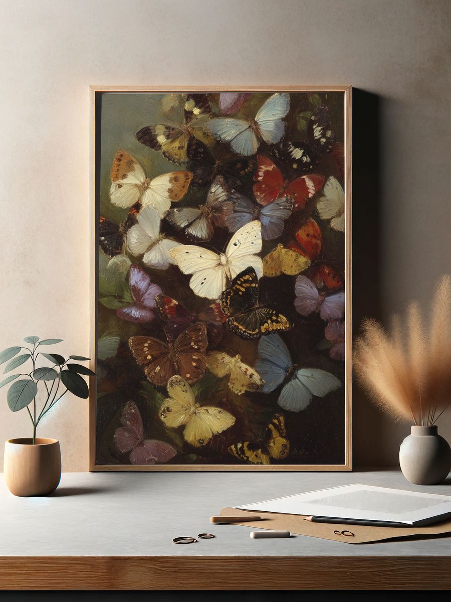 Colorful Butterflies — Fine Art Print. — room view 2