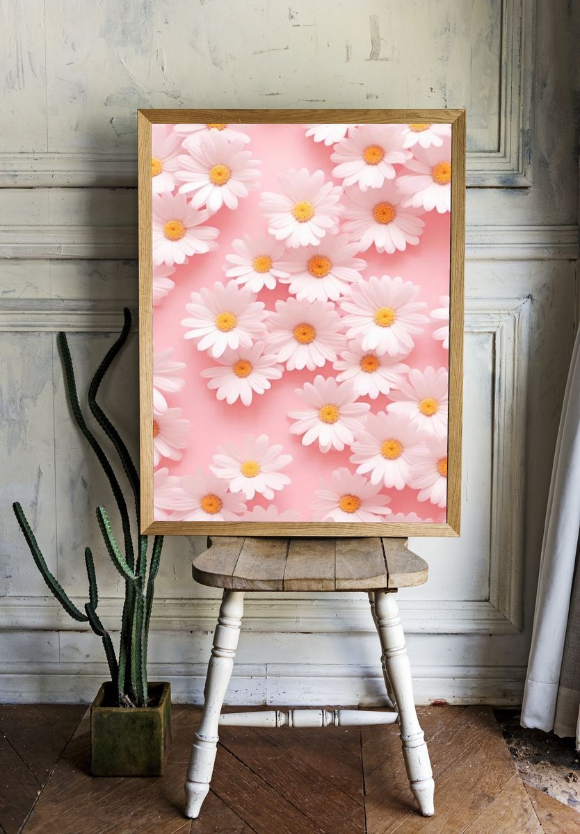 Daisy Floral Pattern Poster. — room view 1