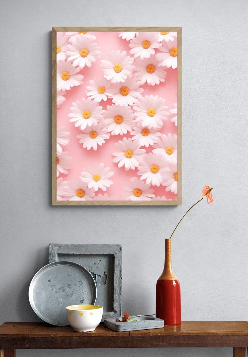 Daisy Floral Pattern Poster. — room view 3
