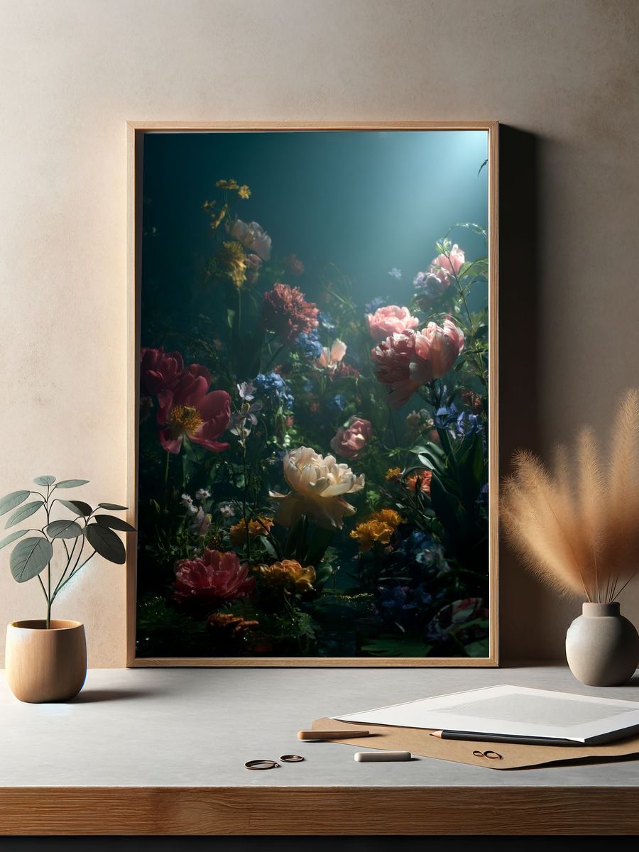 Underwater Floral Fantasy Poster. — room view 2