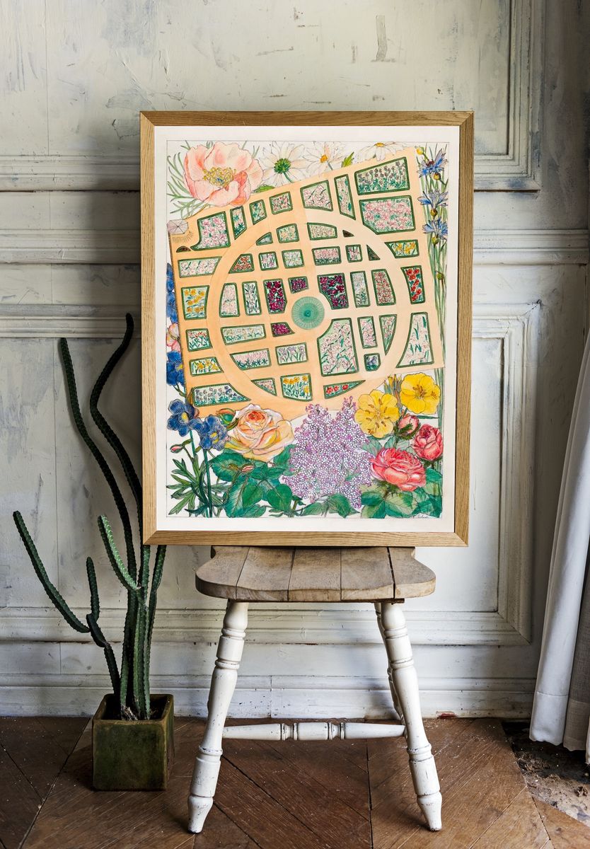 Botanical Garden Plan — Watercolor Print. — room view 1