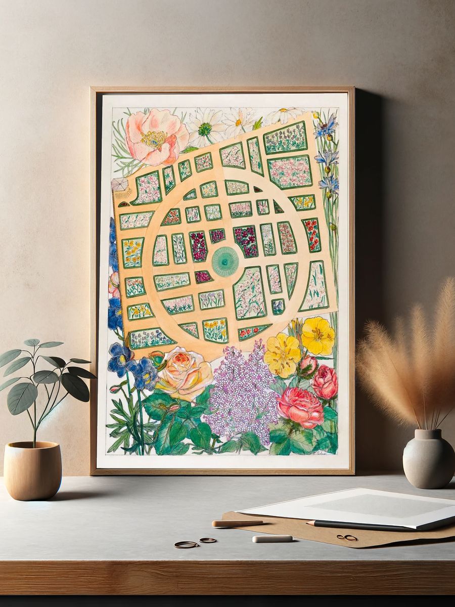 Botanical Garden Plan — Watercolor Print. — room view 2