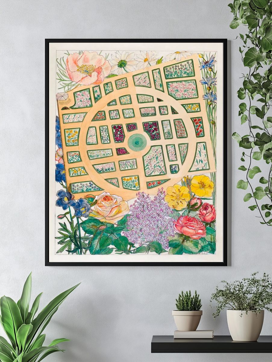 Botanical Garden Plan — Watercolor Print. — room view 4