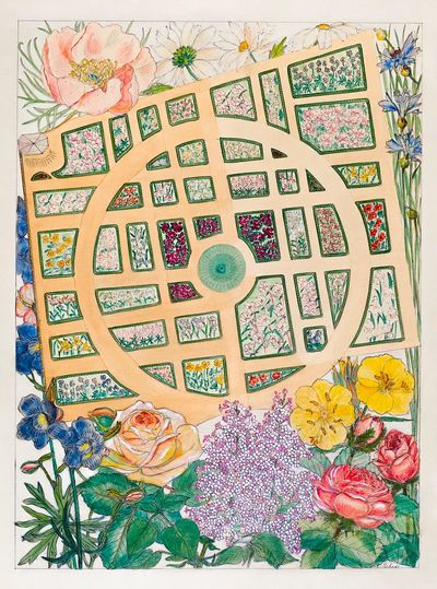 Botanical Garden Plan — Watercolor Print. poster print
