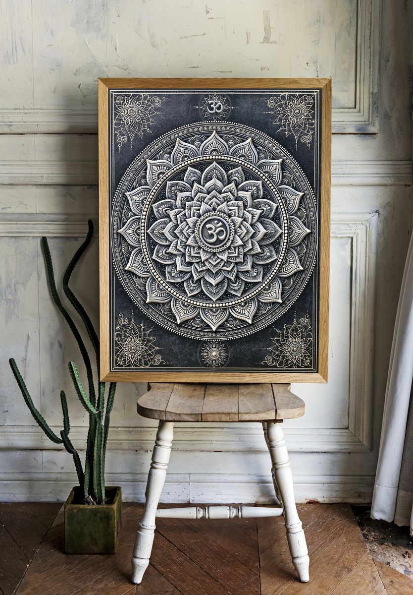 Om Mandala Bohemian Print. room preview