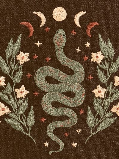 Celestial Snake Embroidery Print.