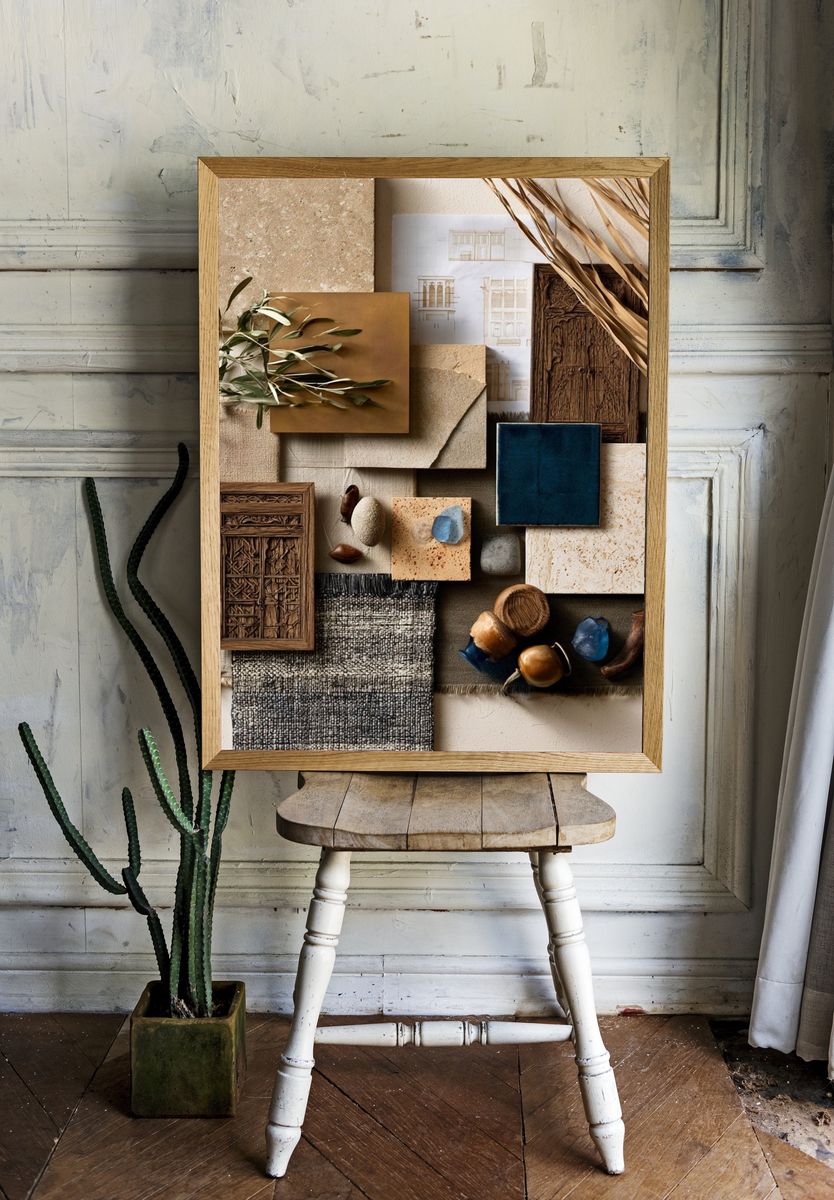 Boho Texture Collage Poster. — room view 1
