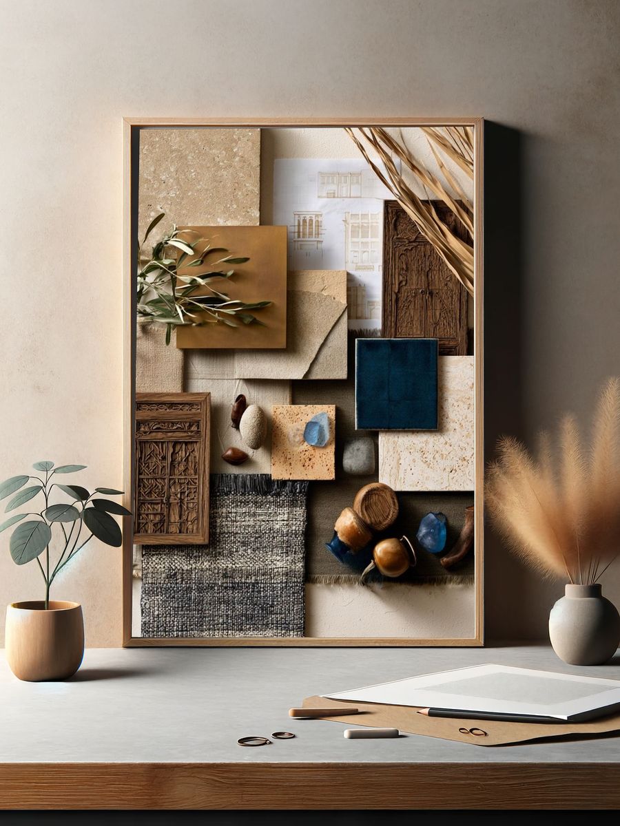 Boho Texture Collage Poster. — room view 2