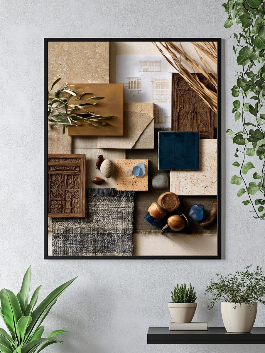 Boho Texture Collage Poster. — room view 4