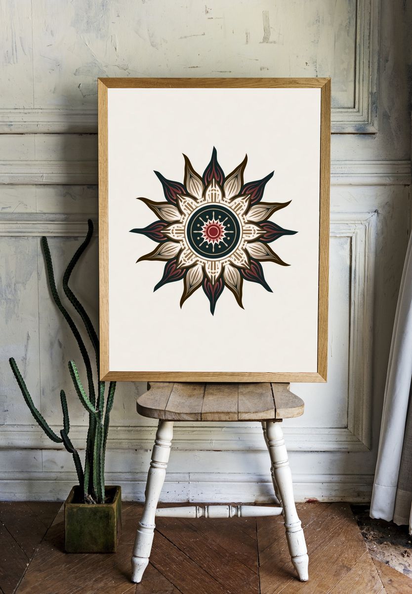 Mandala Sunburst Bohemian Poster. room preview