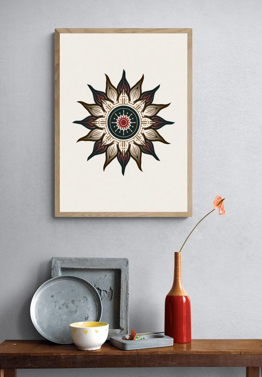 Mandala Sunburst Bohemian Poster. — room view 3