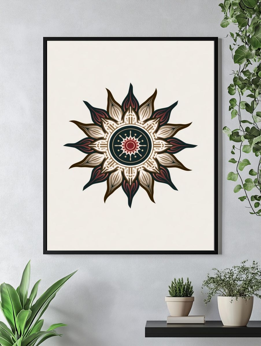 Mandala Sunburst Bohemian Poster. — room view 4