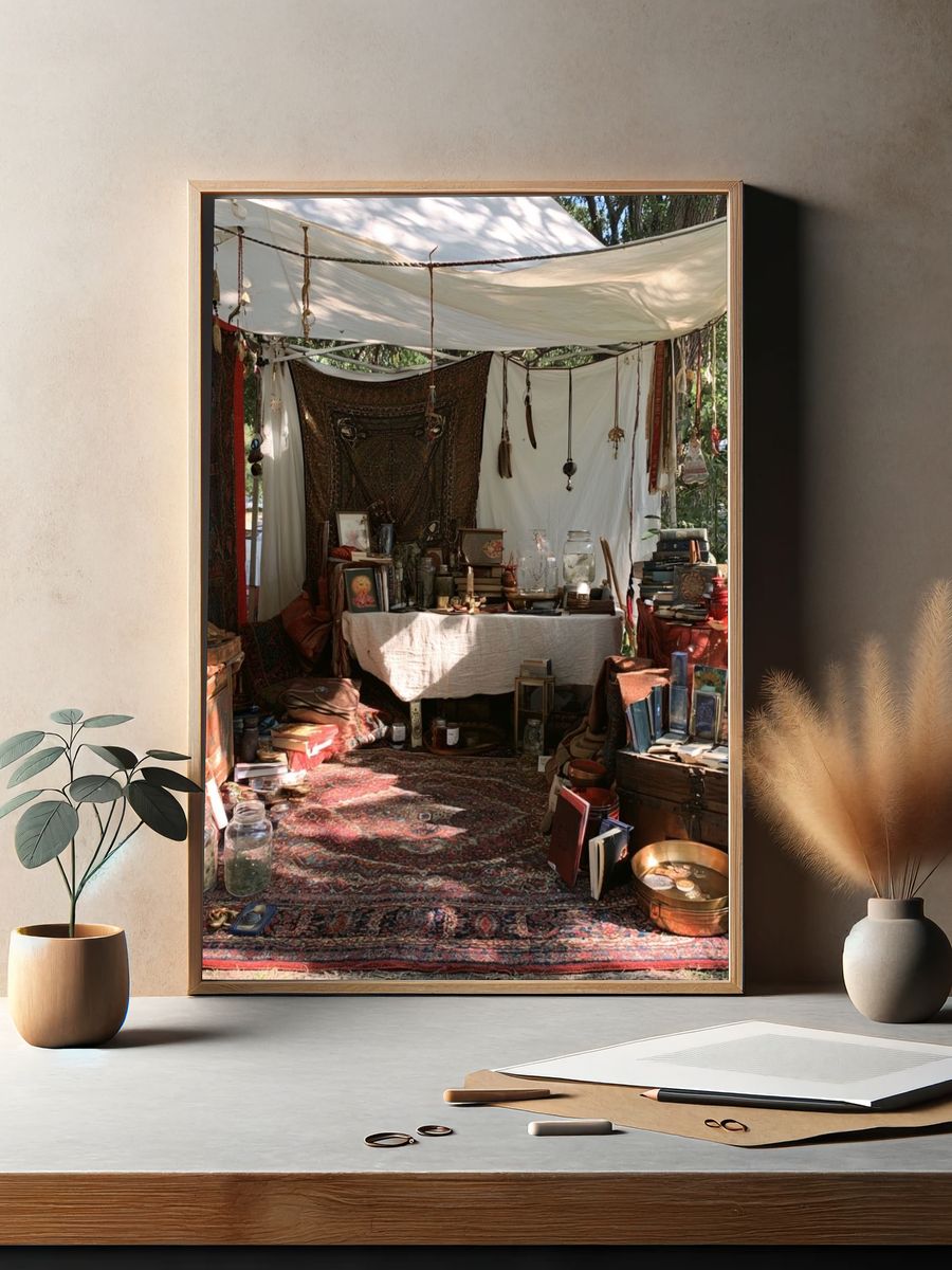 Bohemian Outdoor Market Stall Poster. — room view 2