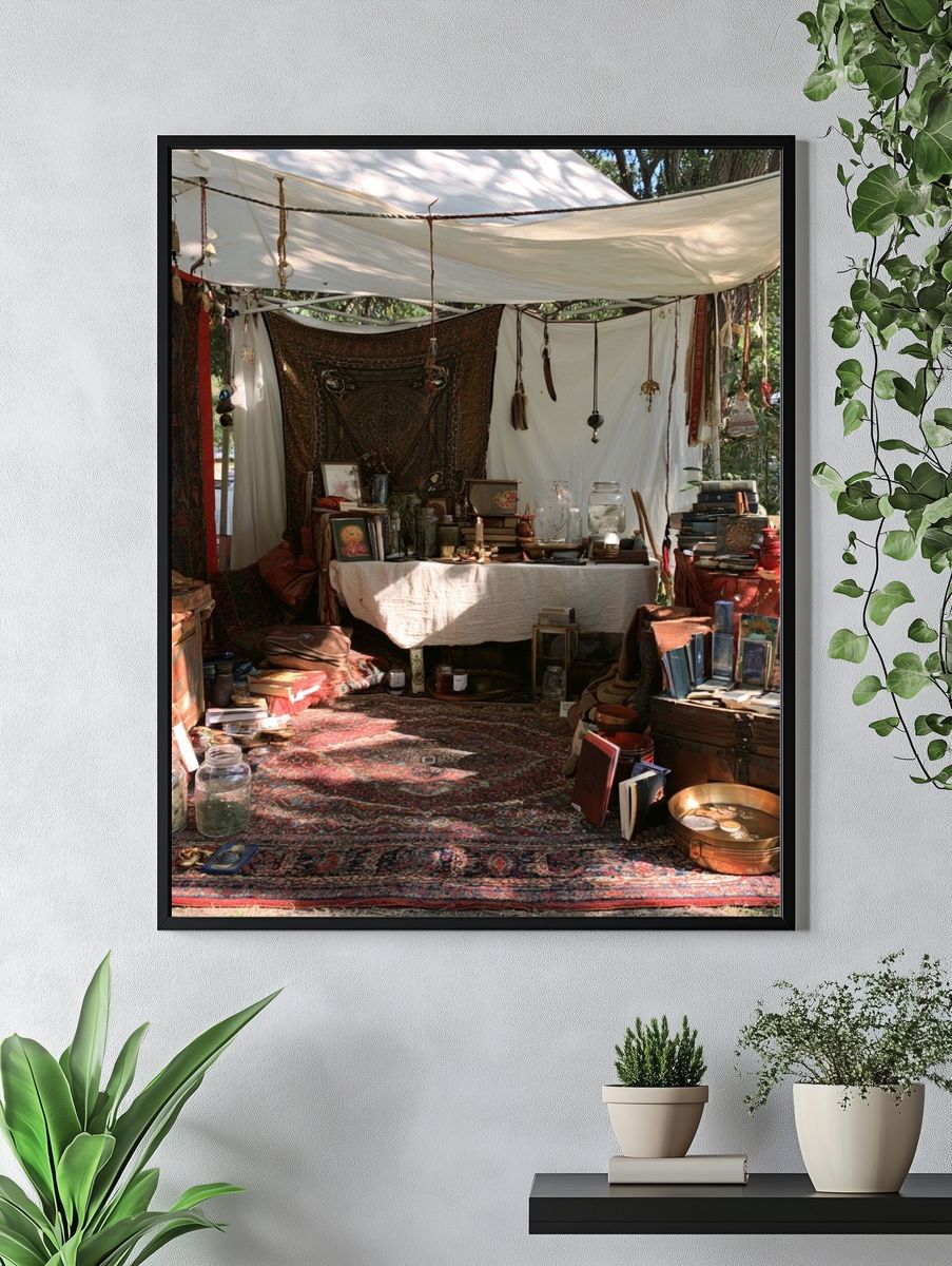Bohemian Outdoor Market Stall Poster. — room view 4