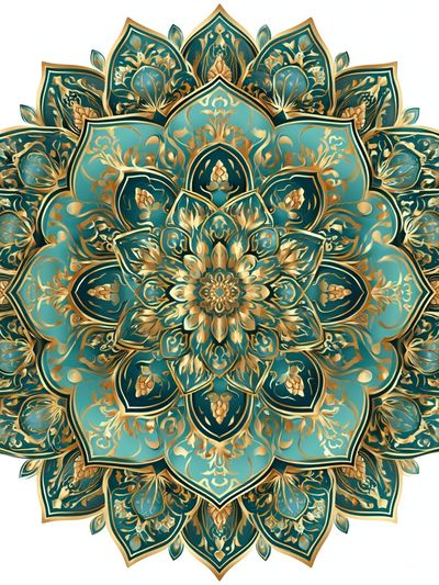 Teal Mandala Floral Poster. poster
