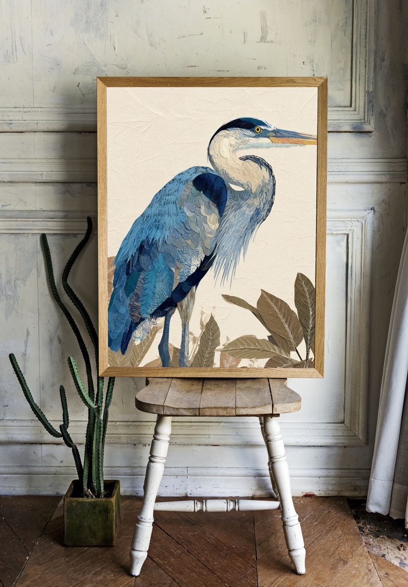 Blue Heron — Illustration Print. — room view 1