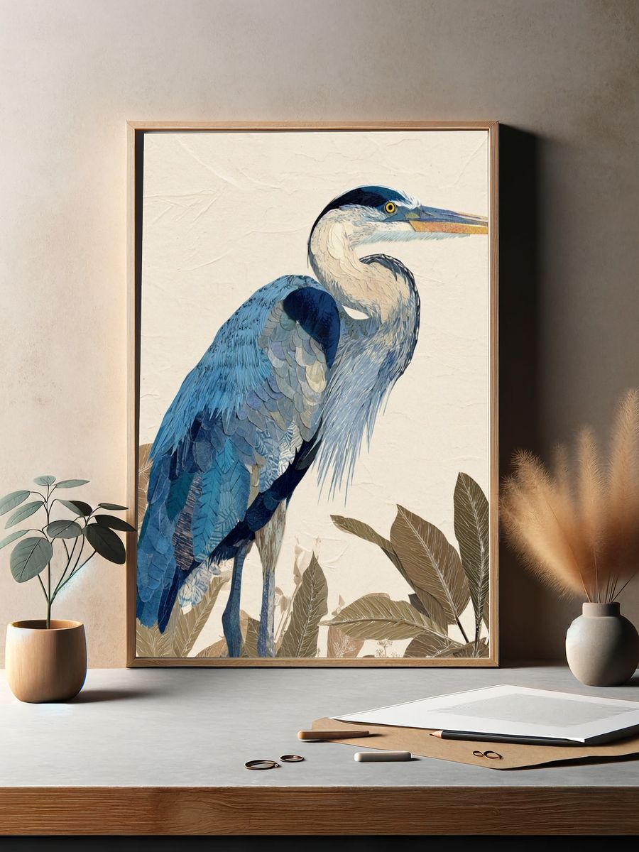 Blue Heron — Illustration Print. — room view 2