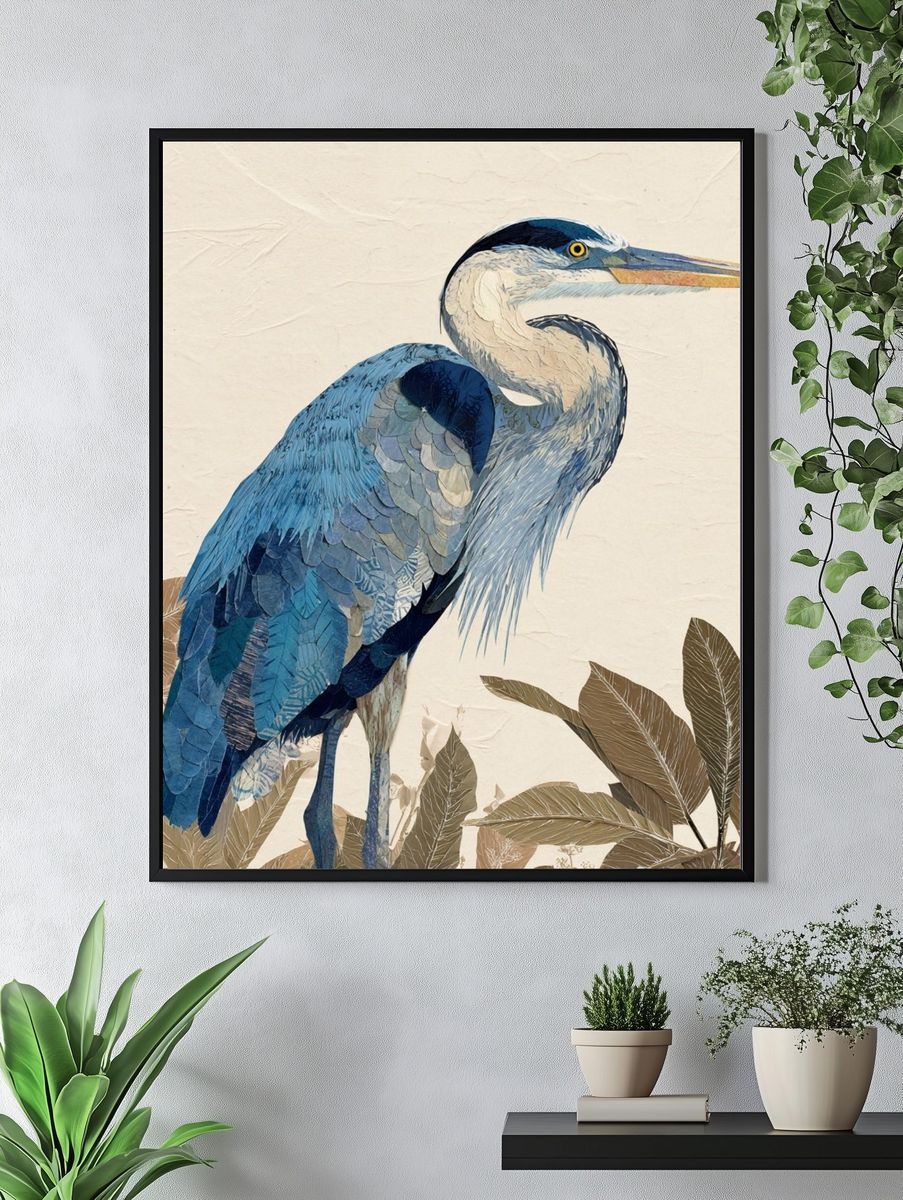 Blue Heron — Illustration Print. — room view 4