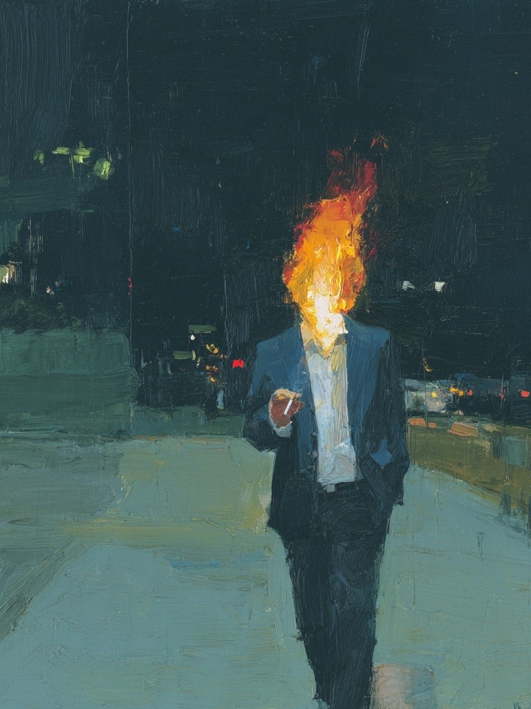 Burning Head — Contemporary Art Print. poster detail