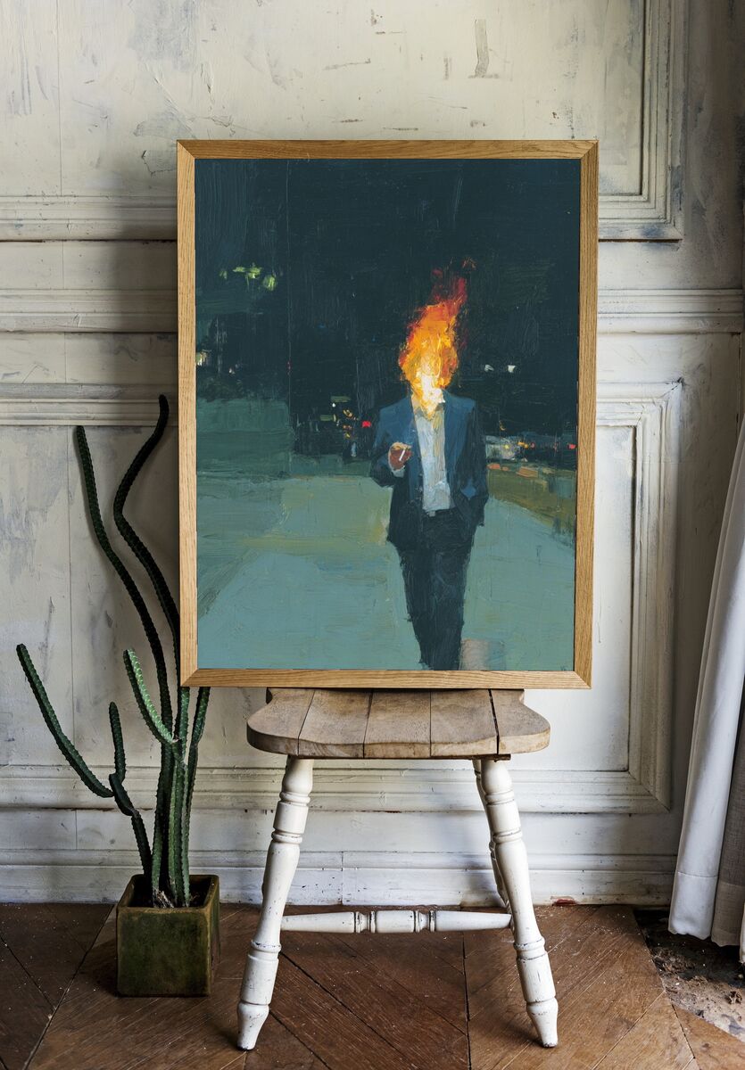 Burning Head — Contemporary Art Print. — room view 1