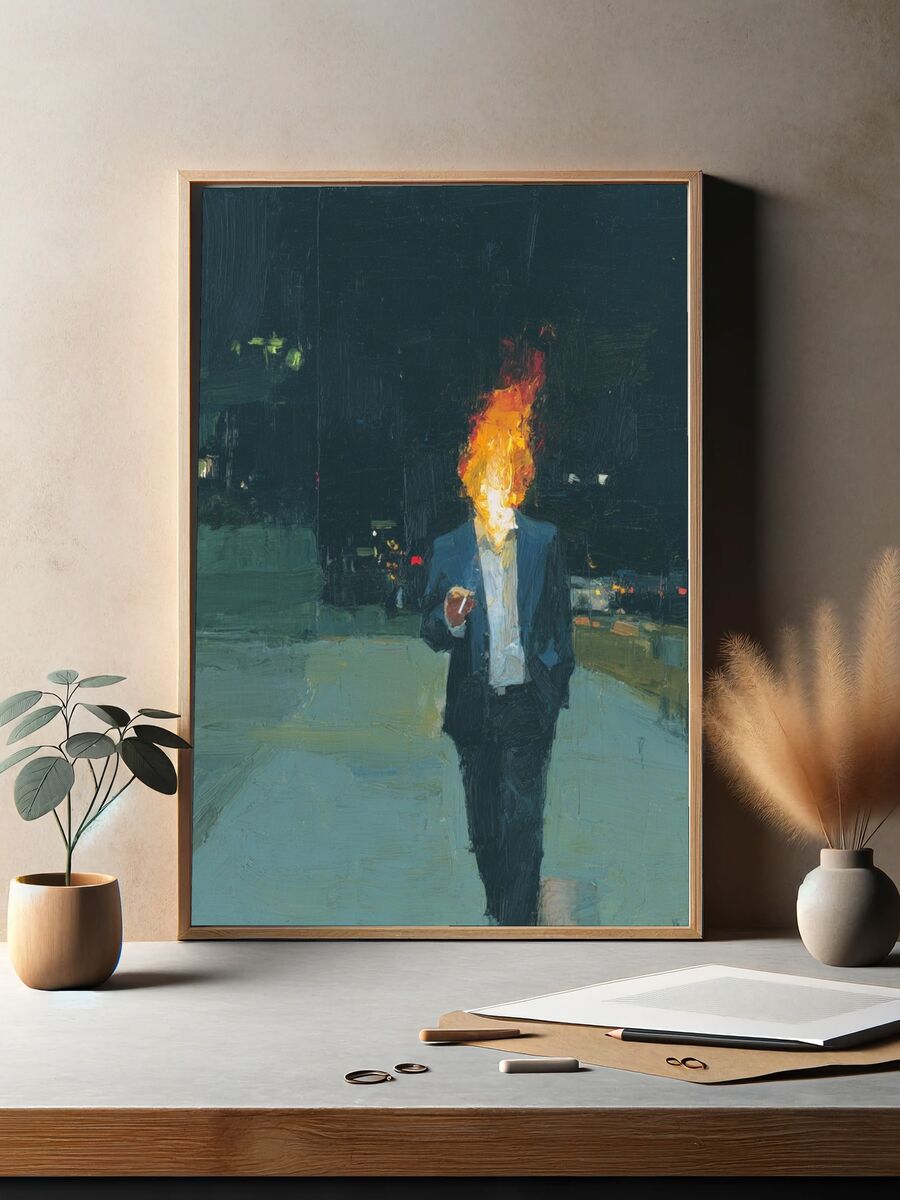 Burning Head — Contemporary Art Print. — room view 2