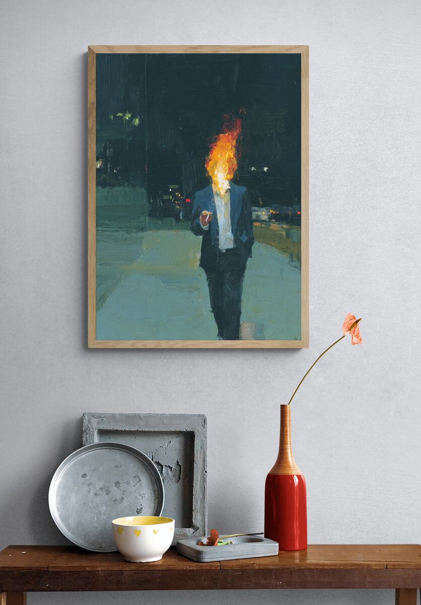 Burning Head — Contemporary Art Print. — room view 3