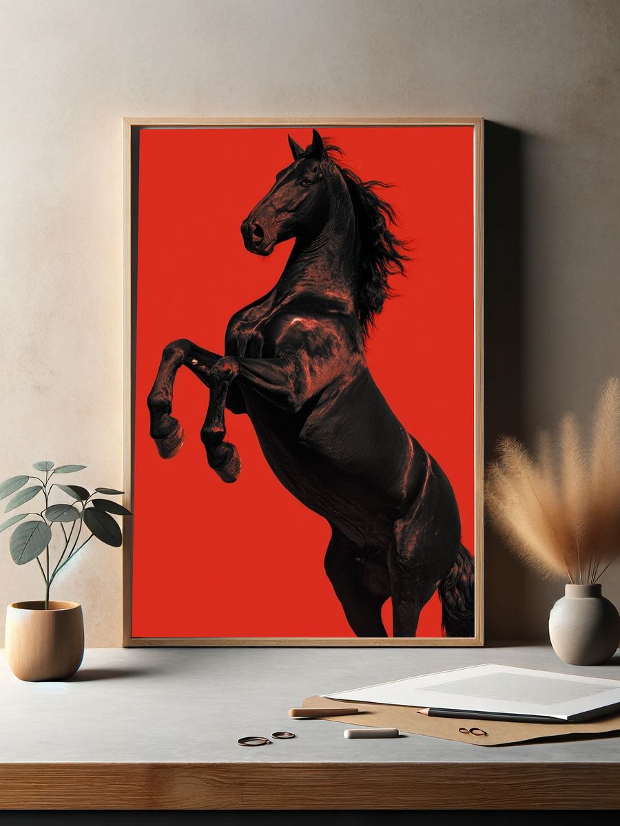 Majestic Black Horse — Photography Print. — room view 2