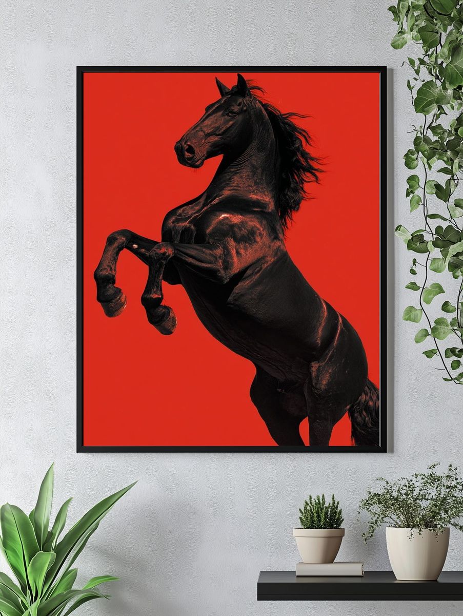 Majestic Black Horse — Photography Print. — room view 4