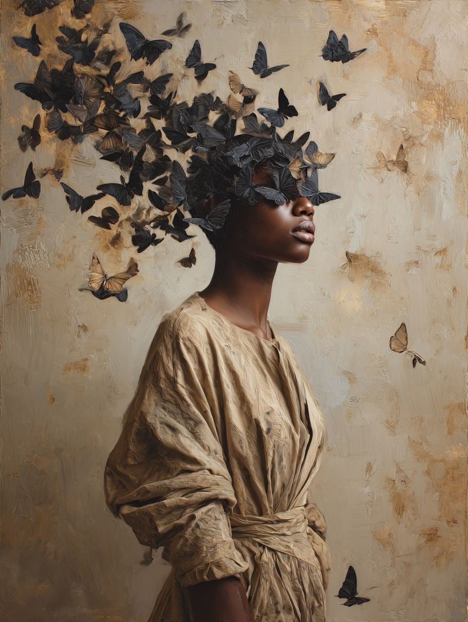 Butterflies in Hair — Fine Art Print. poster — fine-art art