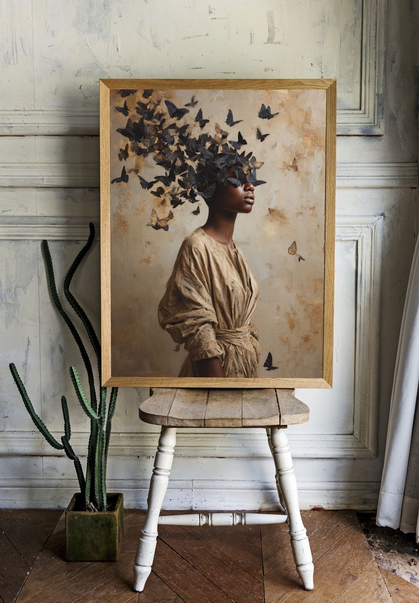 Butterflies in Hair — Fine Art Print. — room view 1