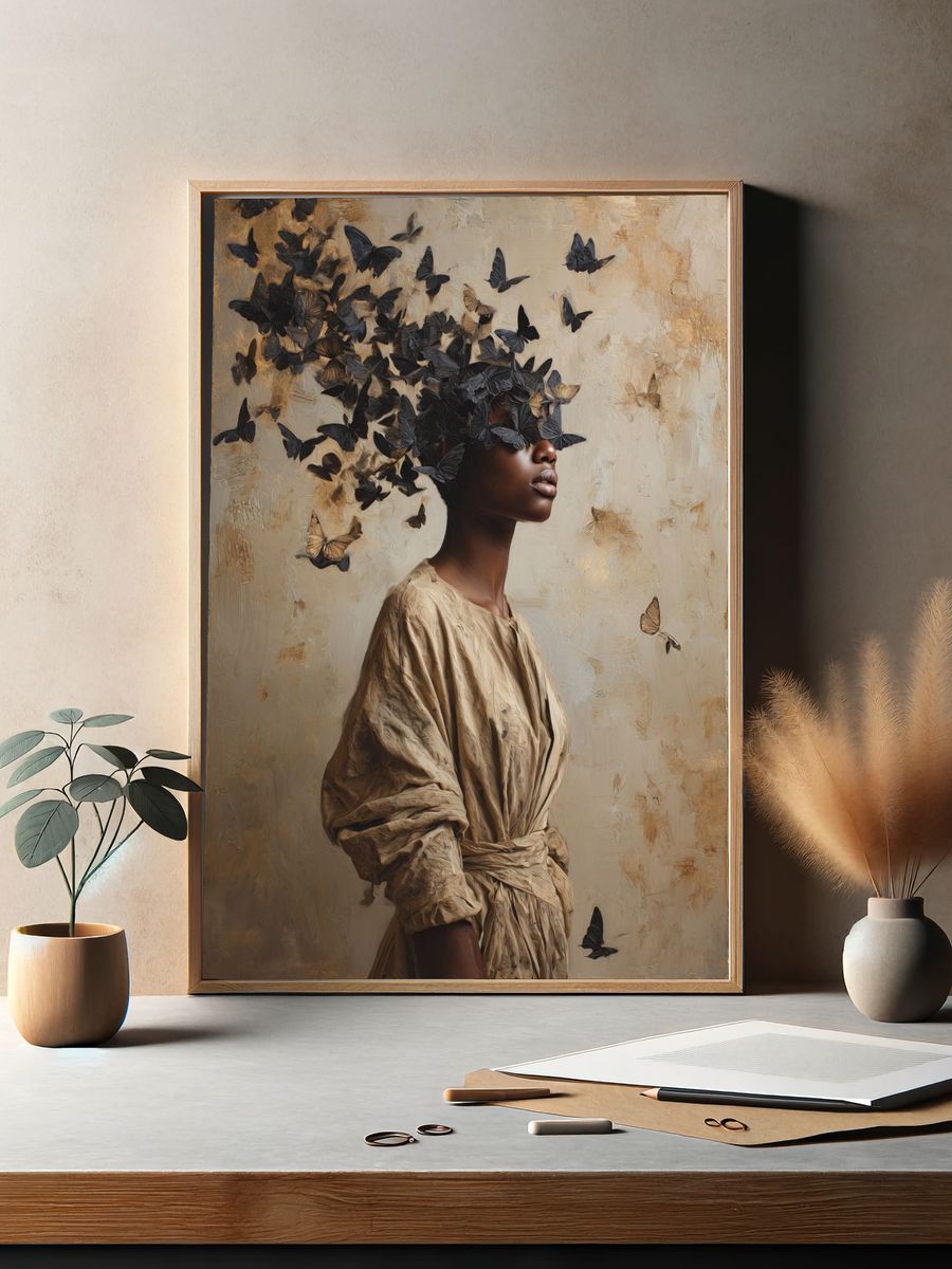 Butterflies in Hair — Fine Art Print. — room view 2