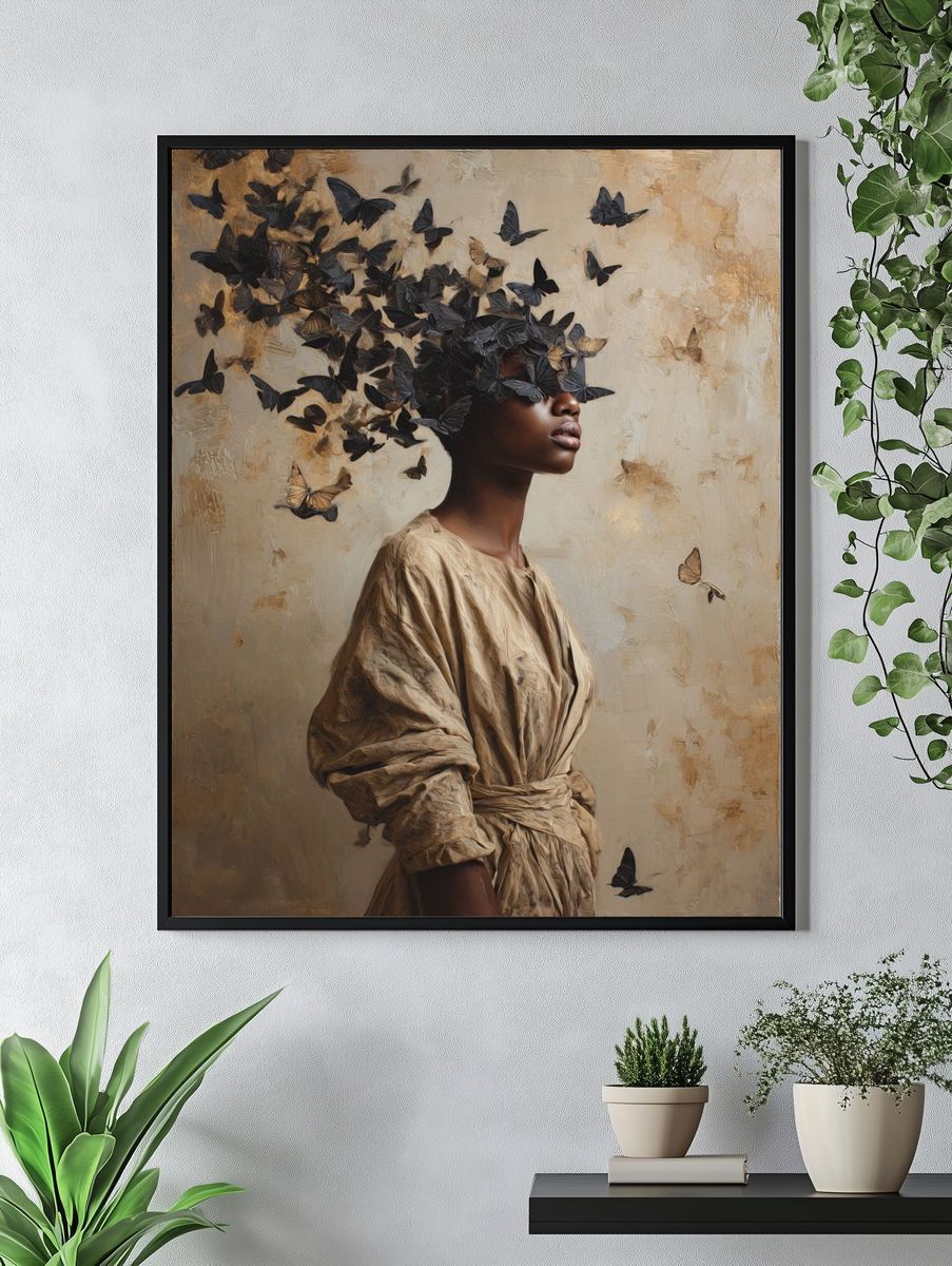 Butterflies in Hair — Fine Art Print. — room view 4