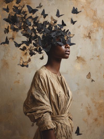Butterflies in Hair — Fine Art Print. poster print