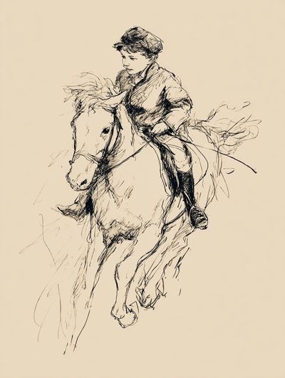Boy Riding Horse — Fine Art Print. poster