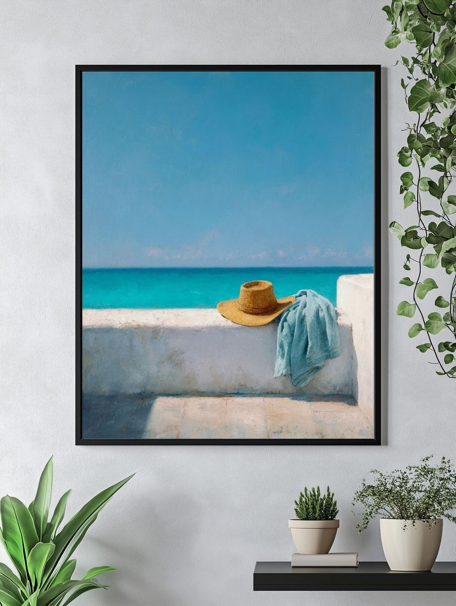 Beach Hat and Towel — Fine Art Print. — room view 4