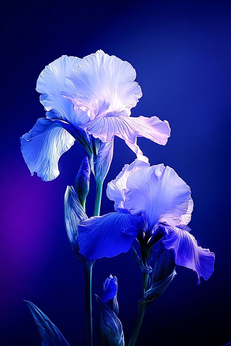 Blue Iris Flowers — Botanical Print. poster — botanical art