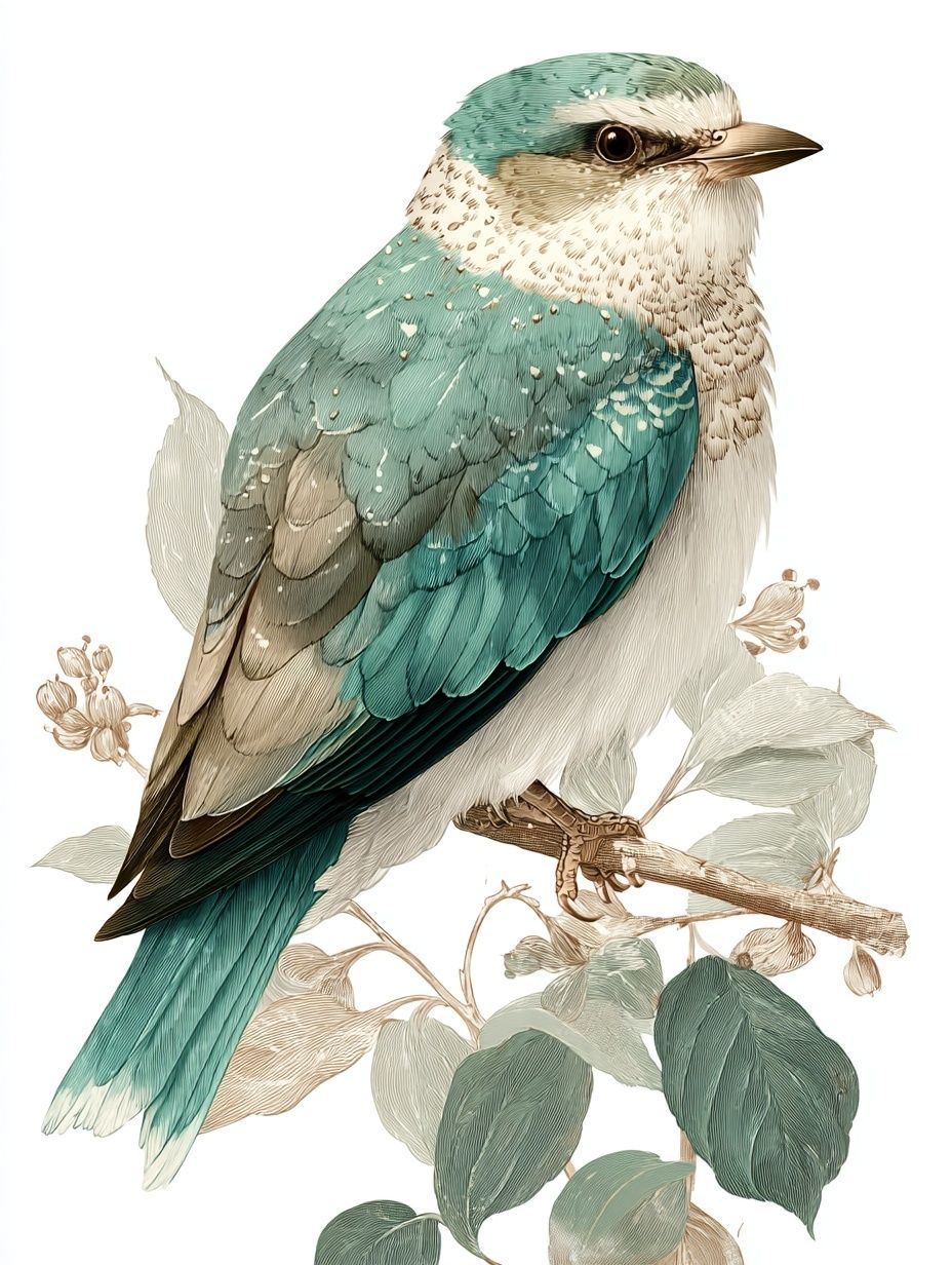 Teal Bird Illustration Poster. poster — illustration art