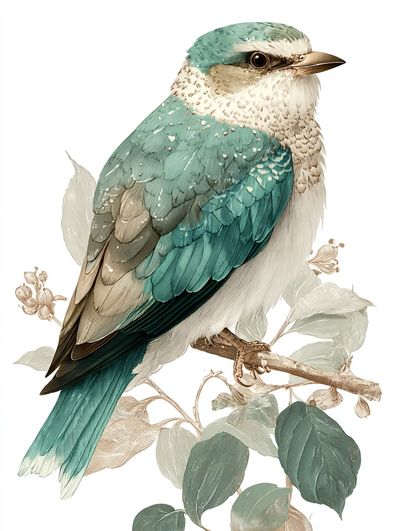 Teal Bird Illustration Poster. poster print