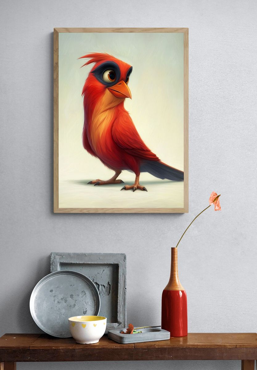 Colorful Bird Illustration Poster. — room view 3