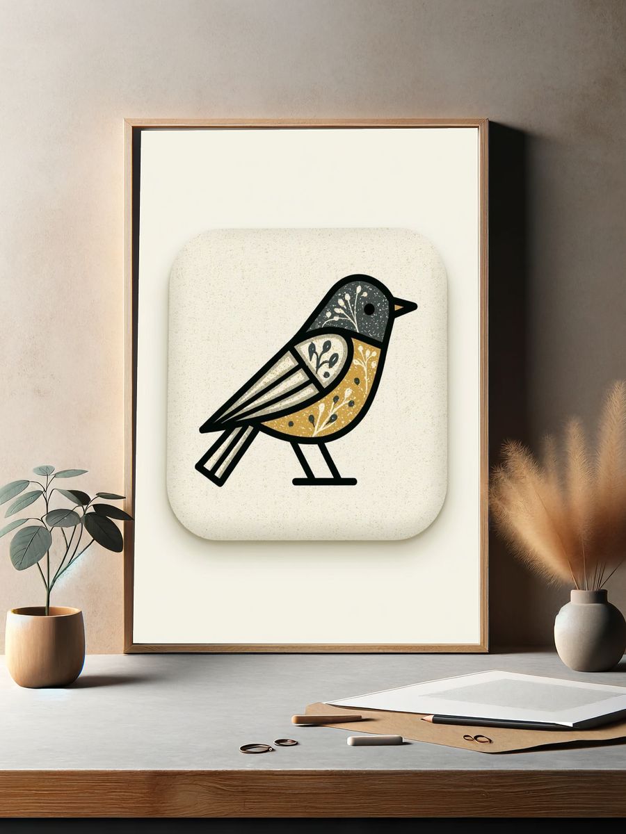 Decorative Bird Illustration Poster. — room view 2
