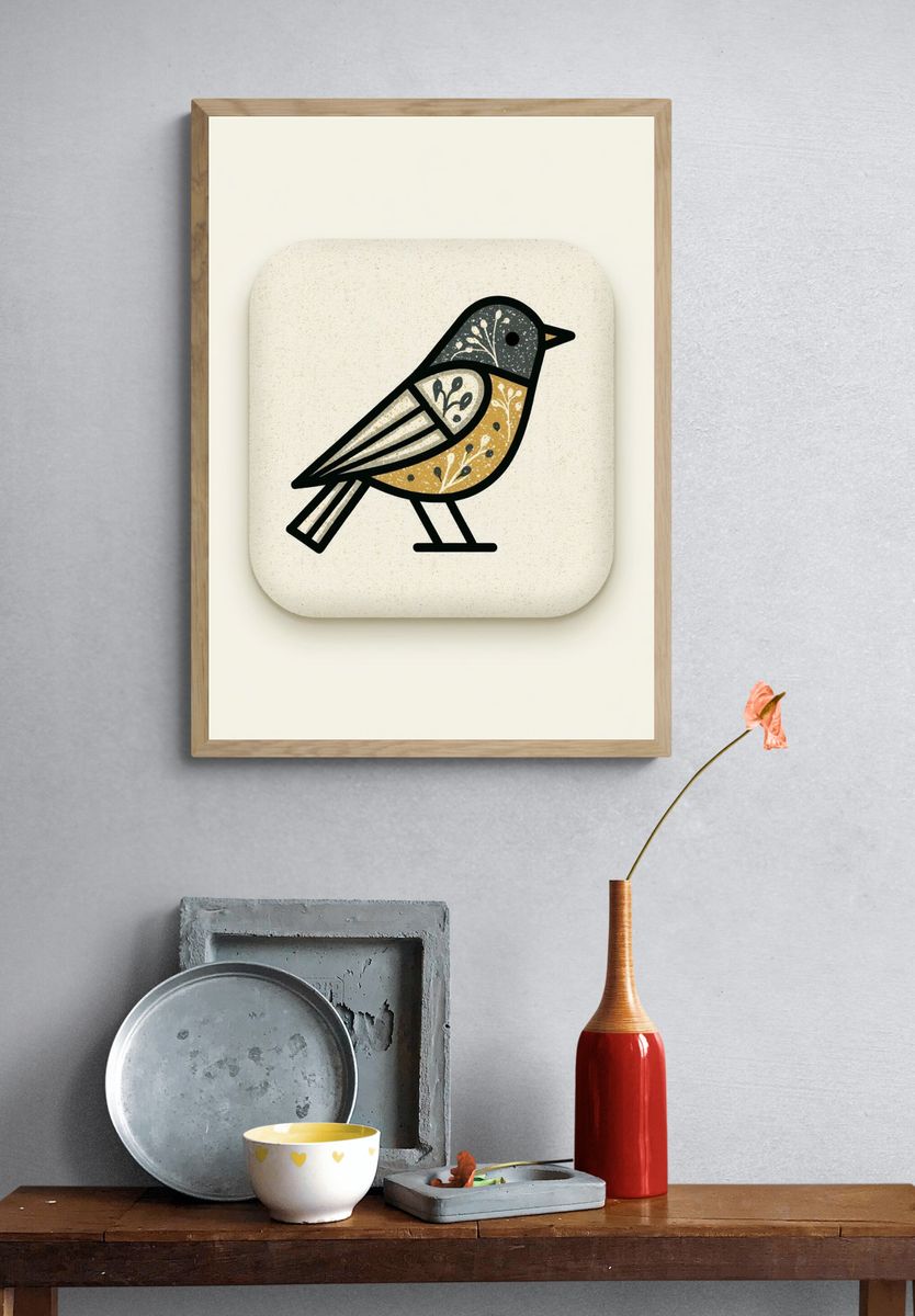 Decorative Bird Illustration Poster. — room view 3