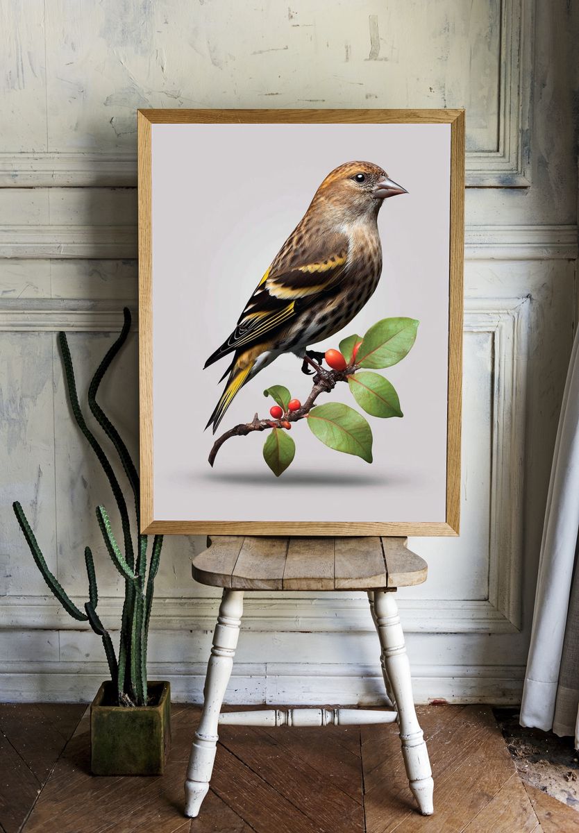 Bird on Branch — Illustration Print. — room view 1