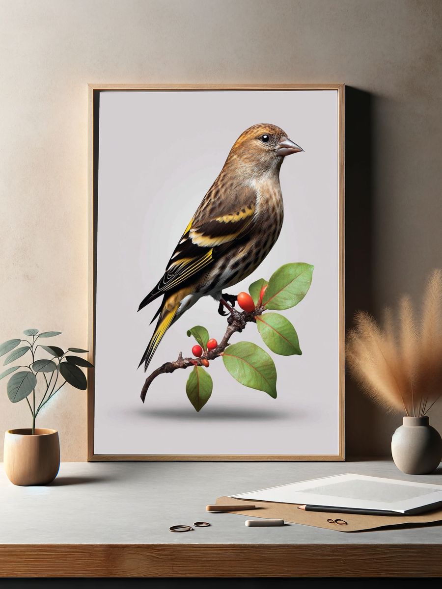 Bird on Branch — Illustration Print. — room view 2