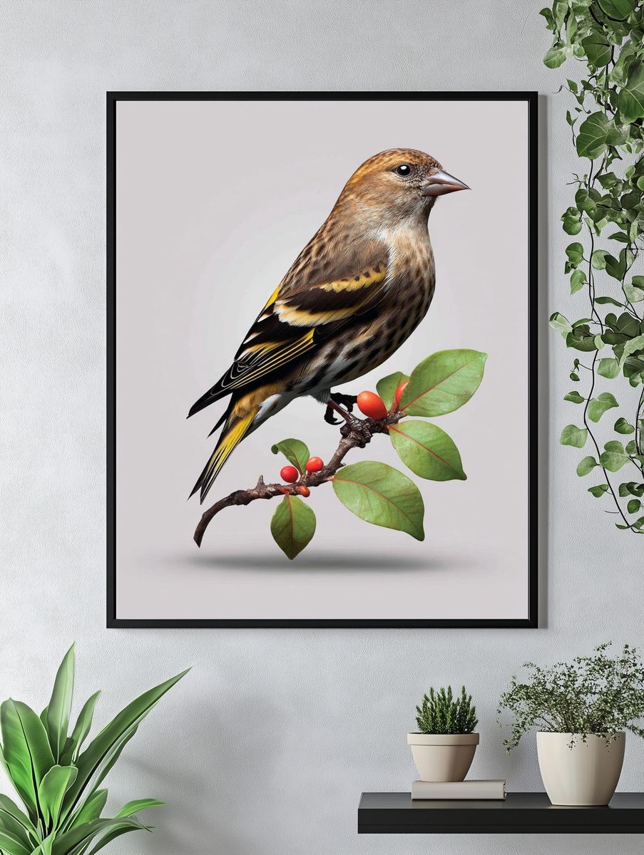 Bird on Branch — Illustration Print. — room view 4
