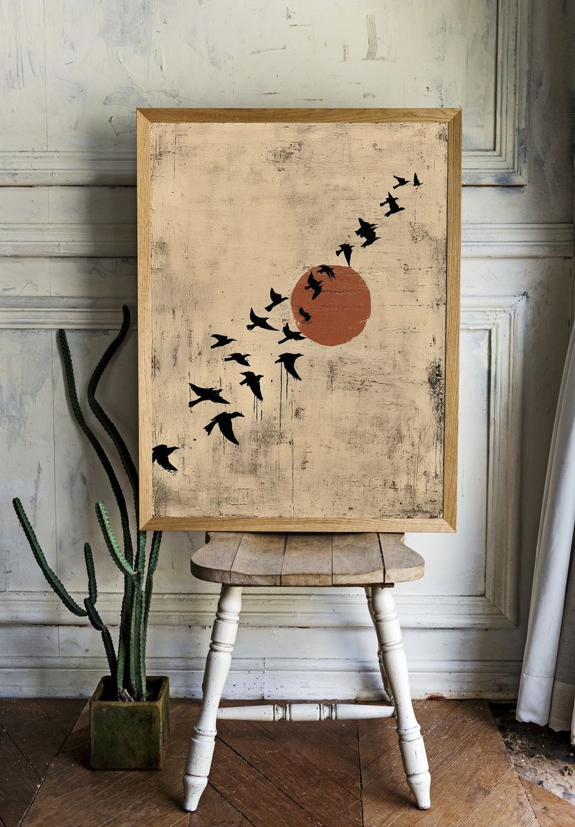 Bird Flight Abstract Print. — room view 1