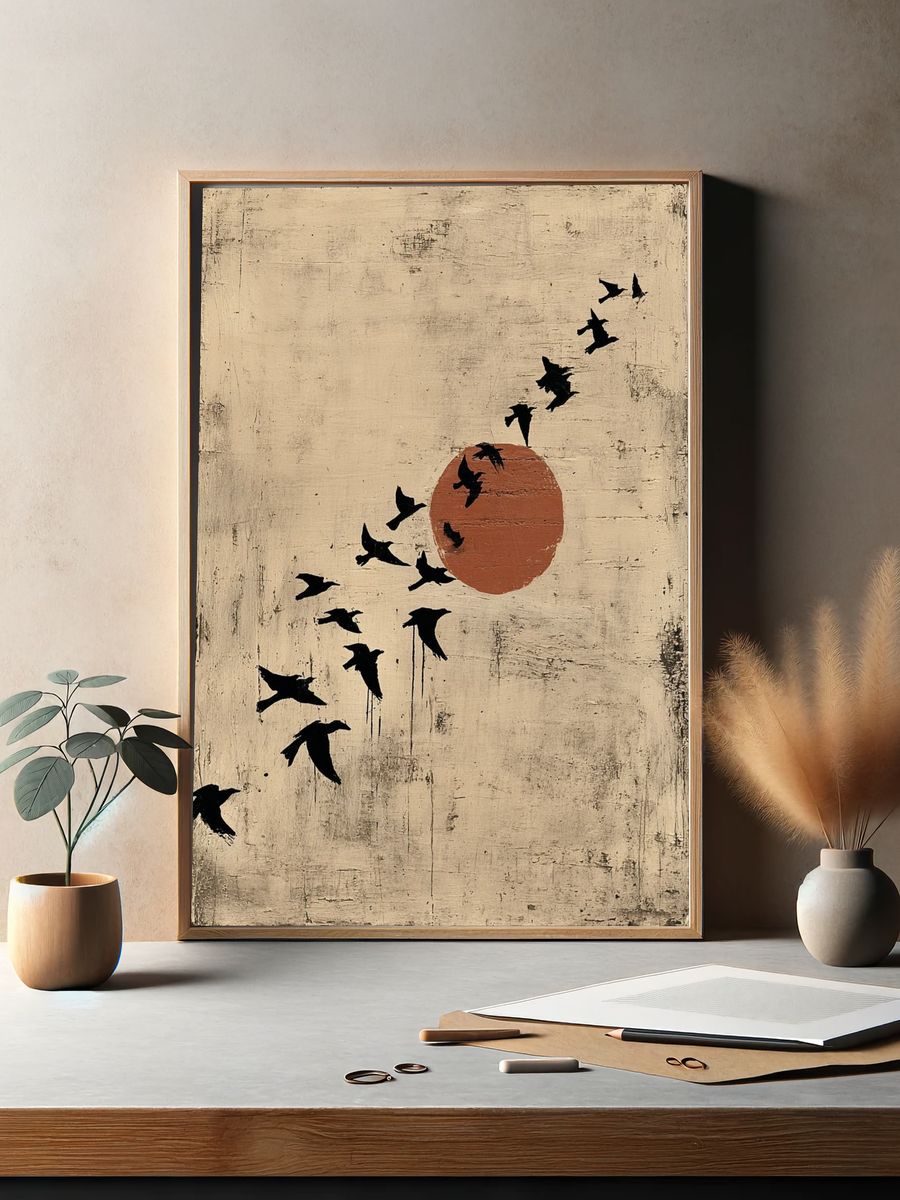 Bird Flight Abstract Print. — room view 2