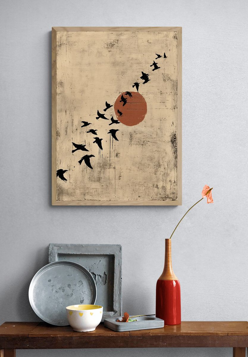 Bird Flight Abstract Print. — room view 3